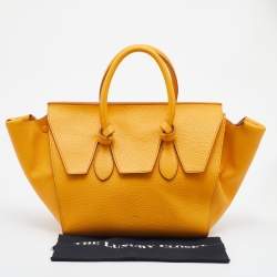 Pre Owned Celine Yellow Leather Small Tie Tote