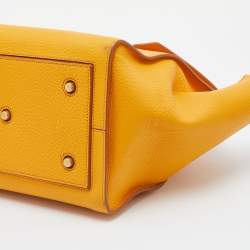 Pre Owned Celine Yellow Leather Small Tie Tote