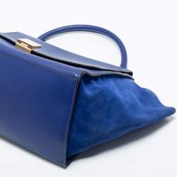 مملوكة مسبقًا حقيبة سيلين ترابيز سويدي وجلد أزرق متوسطة 