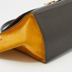 Pre Owned Celine Tricolor Leather And Suede Medium Trapeze Top Handle Bag