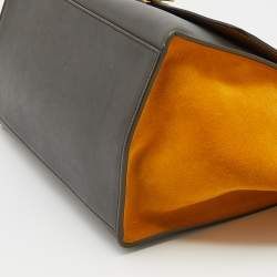 Pre Owned Celine Tricolor Leather And Suede Medium Trapeze Top Handle Bag