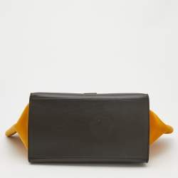 Pre Owned Celine Tricolor Leather And Suede Medium Trapeze Top Handle Bag