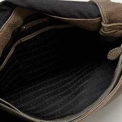 Pre Owned Celine Dark Beige Pebbled Leather Turnlock Flap Chain Shoulder Bag