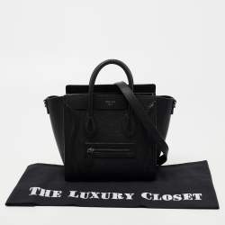Pre Owned Celine Black Leather Nano Luggage Tote