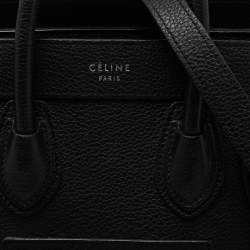 Pre Owned Celine Black Leather Nano Luggage Tote