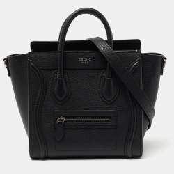 Pre Owned Celine Black Leather Nano Luggage Tote