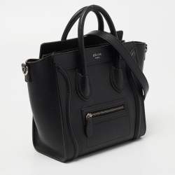 Pre Owned Celine Black Leather Nano Luggage Tote