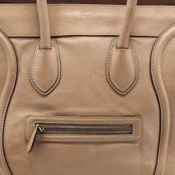 Pre Owned Celine Beige Leather Mini Luggage Tote