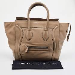 Pre Owned Celine Beige Leather Mini Luggage Tote