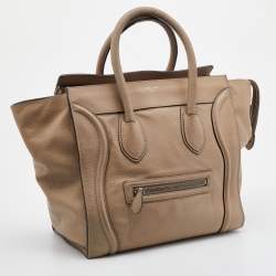 Pre Owned Celine Beige Leather Mini Luggage Tote