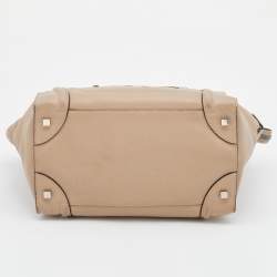 Pre Owned Celine Beige Leather Mini Luggage Tote