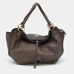 Celine Dark Taupe Pebbled Leather Hobo