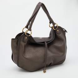 Celine Dark Taupe Pebbled Leather Hobo