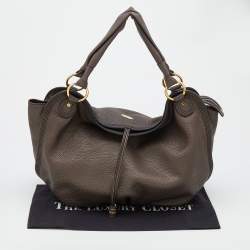 Celine Dark Taupe Pebbled Leather Hobo