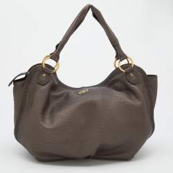 Celine Dark Taupe Pebbled Leather Hobo