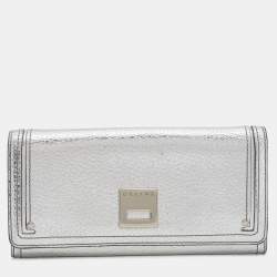Pre Owned Celine Silver Leather Continental Flap Wallet