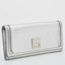 Pre Owned Celine Silver Leather Continental Flap Wallet