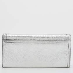 Pre Owned Celine Silver Leather Continental Flap Wallet