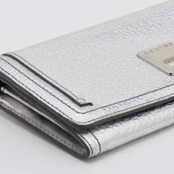 Pre Owned Celine Silver Leather Continental Flap Wallet