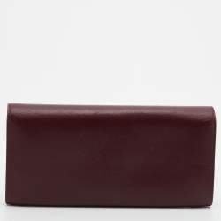Celine Burgundy Leather Flap Continental Wallet