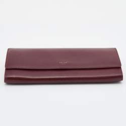 Celine Burgundy Leather Flap Continental Wallet