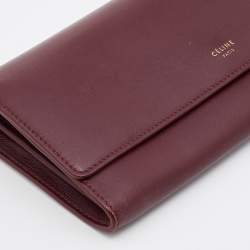 Celine Burgundy Leather Flap Continental Wallet