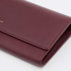 Celine Burgundy Leather Flap Continental Wallet