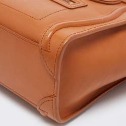 Pre Owned Celine Tan Leather Nano Luggage Tote