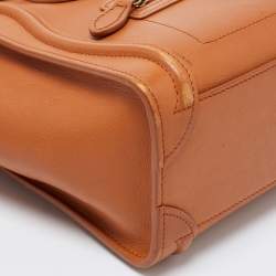 Pre Owned Celine Tan Leather Nano Luggage Tote