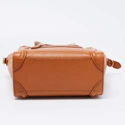 Pre Owned Celine Tan Leather Nano Luggage Tote