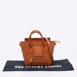 Pre Owned Celine Tan Leather Nano Luggage Tote