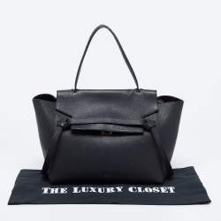 Pre Owned Celine Black Leather Small Belt Top Handle Bag