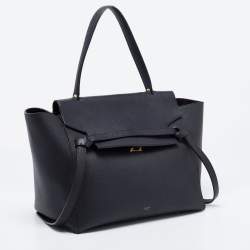 Pre Owned Celine Black Leather Small Belt Top Handle Bag