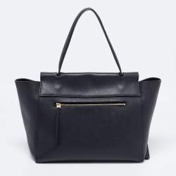 Pre Owned Celine Black Leather Small Belt Top Handle Bag