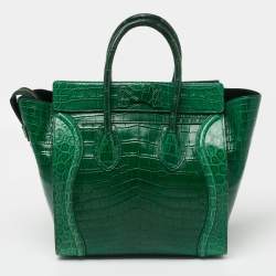 Celine Green Crocodile Mini Luggage Tote