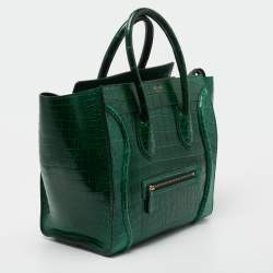 Celine Green Crocodile Mini Luggage Tote