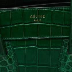 Celine Green Crocodile Mini Luggage Tote