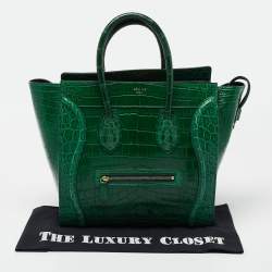 Celine Green Crocodile Mini Luggage Tote