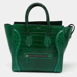 Celine Green Crocodile Mini Luggage Tote