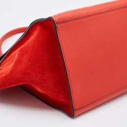 Pre Owned Celine Red Leather and Suede Large Trapeze Tote