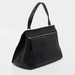 Pre Owned Celine Black Leather Large Edge Top Handle Bag