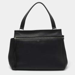 Pre Owned Celine Black Leather Large Edge Top Handle Bag