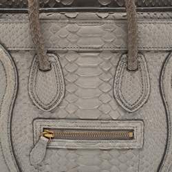 Pre Owned Celine Grey Python Nano Luggage Tote