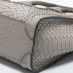Pre Owned Celine Grey Python Nano Luggage Tote