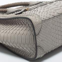 Pre Owned Celine Grey Python Nano Luggage Tote