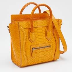 مملوكة مسبقًا Celine Mustard Yellow Python Nano Luggage Tote
