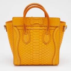مملوكة مسبقًا Celine Mustard Yellow Python Nano Luggage Tote