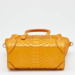مملوكة مسبقًا Celine Mustard Yellow Python Nano Luggage Tote