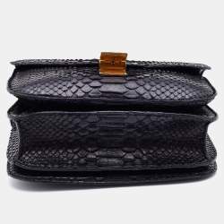 Pre Owned Celine Black Python and Leather Medium Classic Box Shoulder Bag