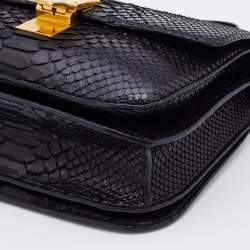Pre Owned Celine Black Python and Leather Medium Classic Box Shoulder Bag